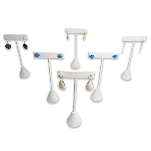 10 Pc 2-1/2''W x 5-1/2''H White Faux Leatherette Earring Display Stand