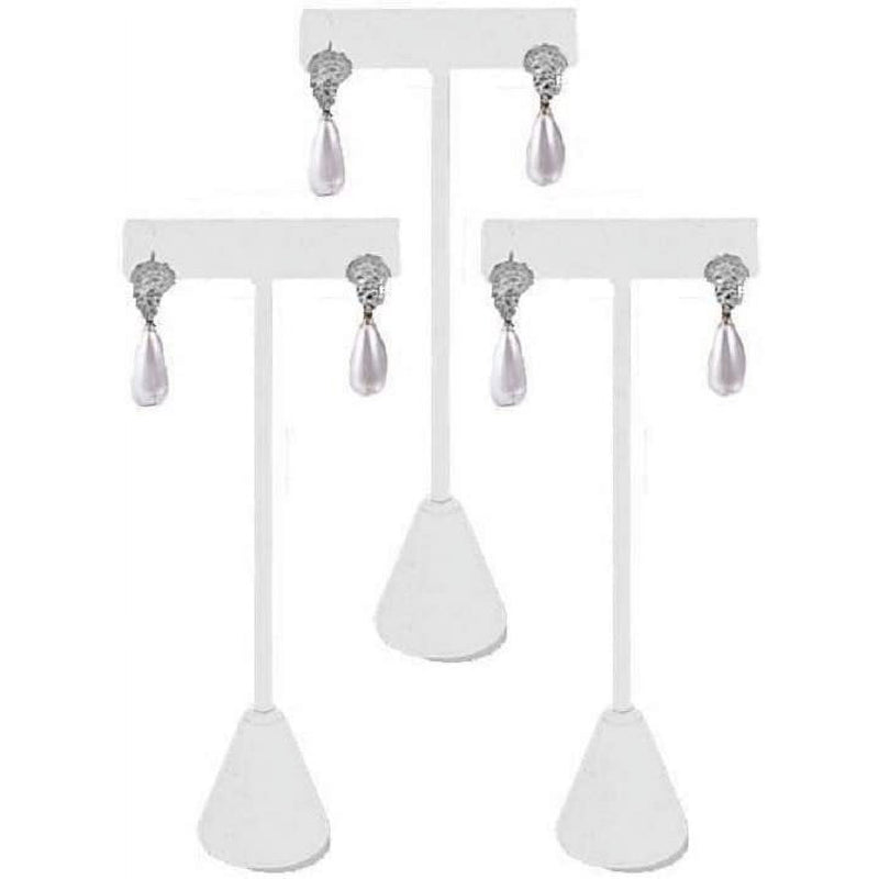 10 Pc 2-1/2''W x 5-1/2''H White Faux Leatherette Earring Display Stand