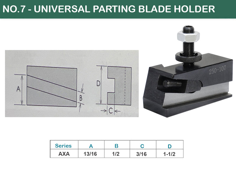 #7 UNIVERSAL PARTING BLADE HOLDERS AXA SERIE QUICK CHANGE TOOL POST HOLDER