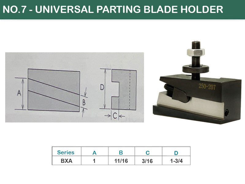 10-15" BXA Quick Change Post Universal Parting Blade Tool Holder