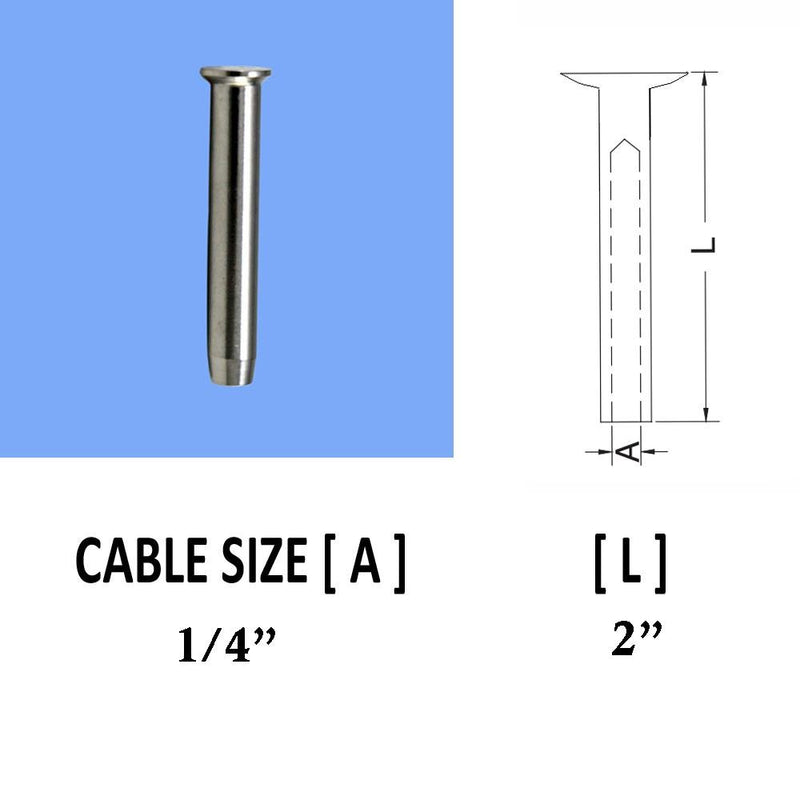 Stainless Steel Swage Stemball Fittings for METAL POST 1/8", 3/16", 1/4" Cable Size