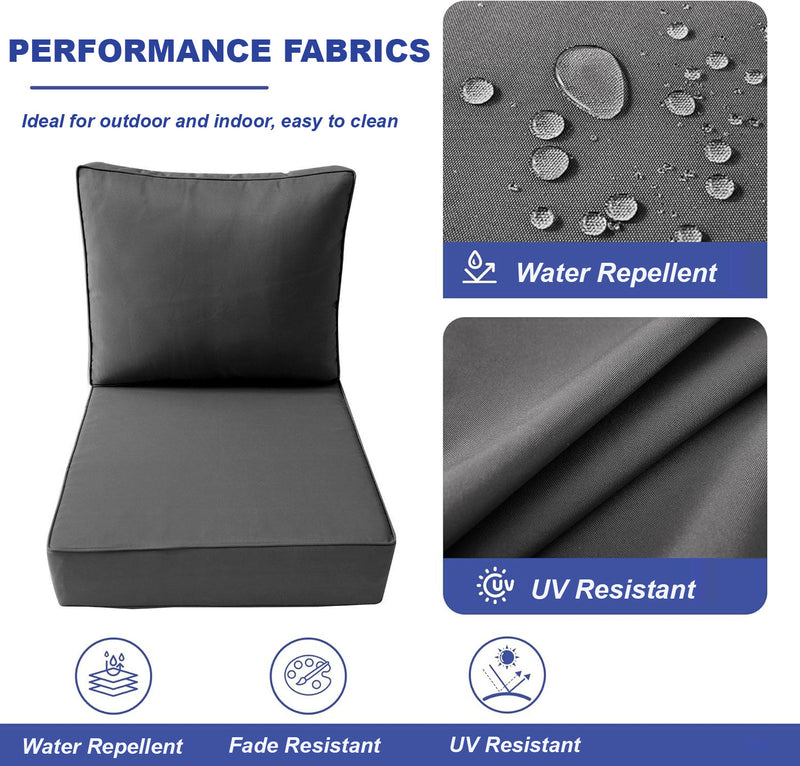 Knife Edge Large 26x30x6 Deep Seat + Back Slip Cover Only Outdoor Polyester AD001