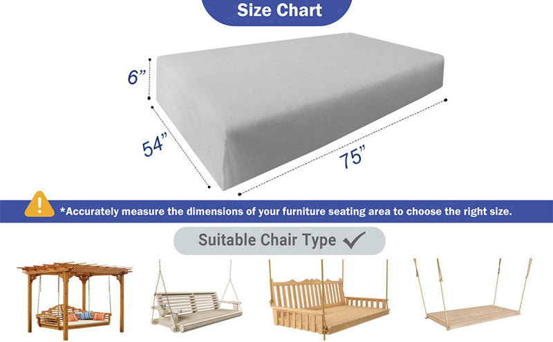 Full Size 75x54x6 Outdoor Foam Daybed Mattress High Density 1.8 PCF Medium Firm