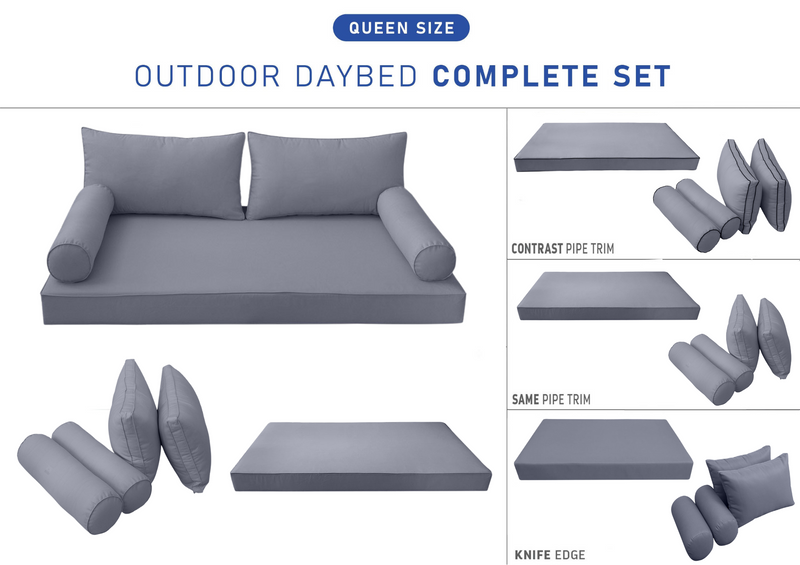 STYLE 2 - QUEEN SIZE Daybed Mattress Cushion Pillow Covers Inserts COMPLETE SET