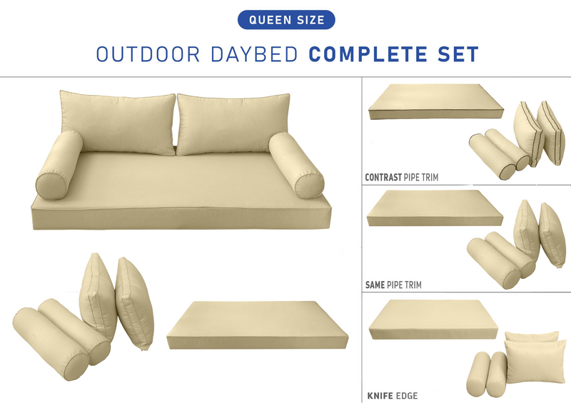 STYLE 2 - QUEEN SIZE Daybed Mattress Cushion Pillow Covers Inserts COMPLETE SET