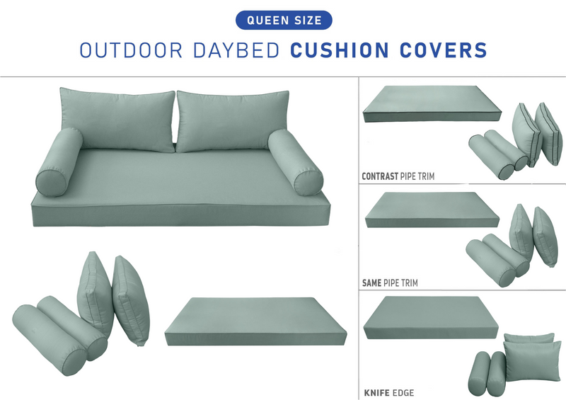 STYLE 2 QUEEN SIZE Outdoor Daybed Mattress Bolster Backrest Cushion |COVERS ONLY|