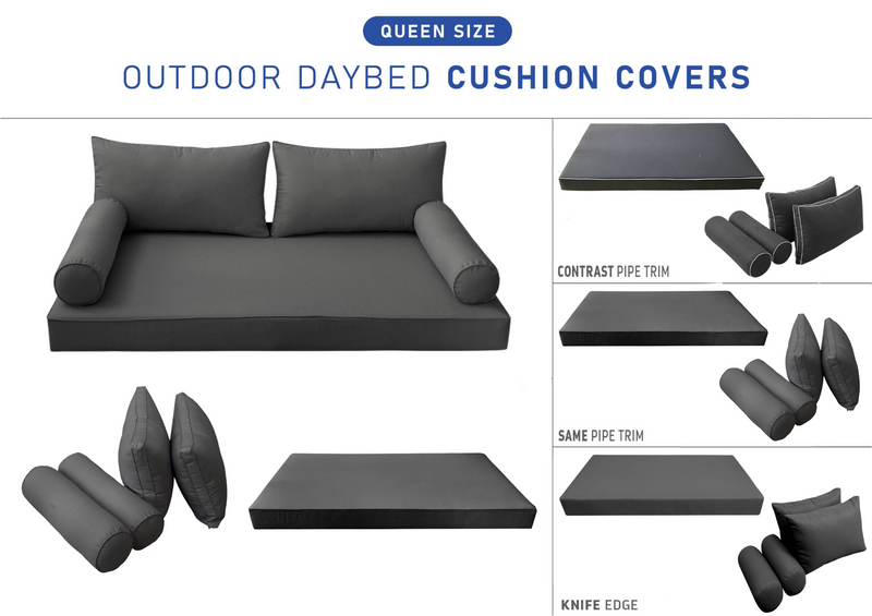 STYLE 2 QUEEN SIZE Outdoor Daybed Mattress Bolster Backrest Cushion |COVERS ONLY|