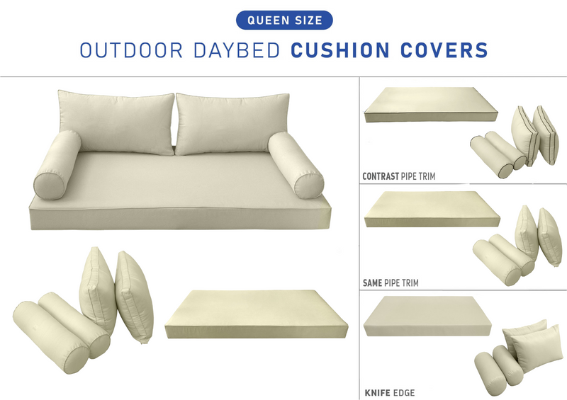 STYLE 2 QUEEN SIZE Outdoor Daybed Mattress Bolster Backrest Cushion |COVERS ONLY|