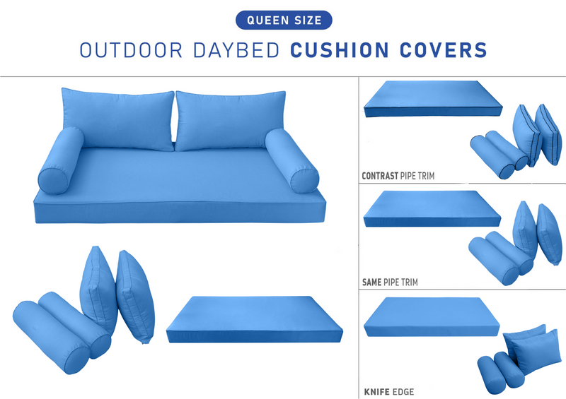 STYLE 2 QUEEN SIZE Outdoor Daybed Mattress Bolster Backrest Cushion |COVERS ONLY|