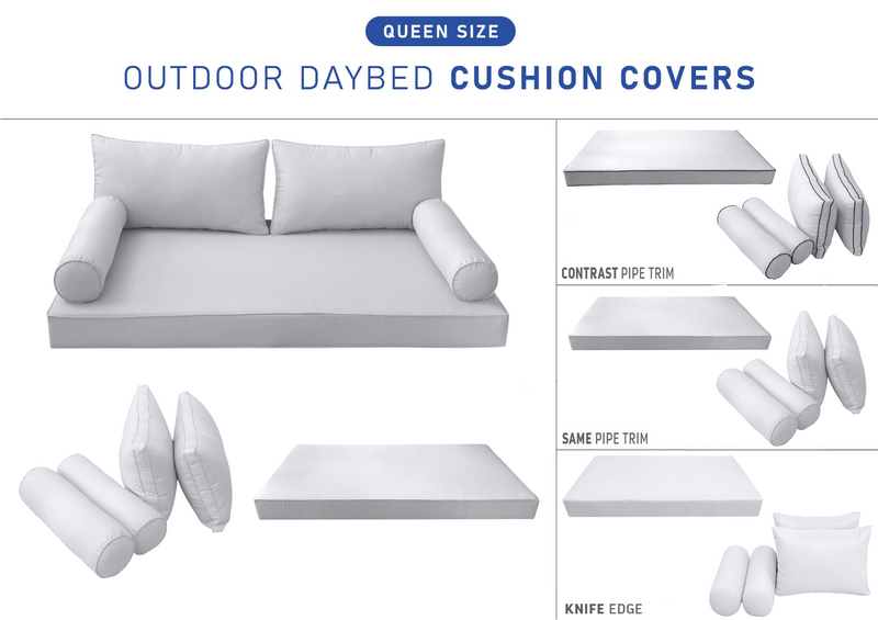 STYLE 2 QUEEN SIZE Outdoor Daybed Mattress Bolster Backrest Cushion |COVERS ONLY|