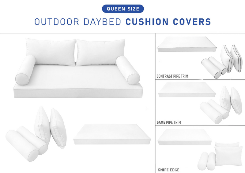 STYLE 2 QUEEN SIZE Outdoor Daybed Mattress Bolster Backrest Cushion |COVERS ONLY|