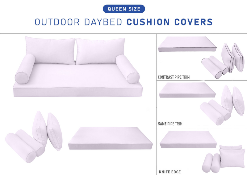 STYLE 2 QUEEN SIZE Outdoor Daybed Mattress Bolster Backrest Cushion |COVERS ONLY|