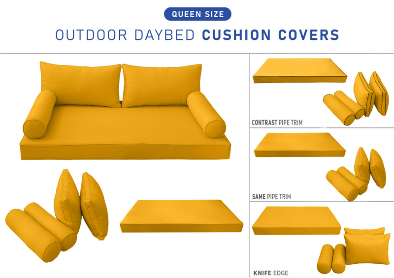 STYLE 2 QUEEN SIZE Outdoor Daybed Mattress Bolster Backrest Cushion |COVERS ONLY|