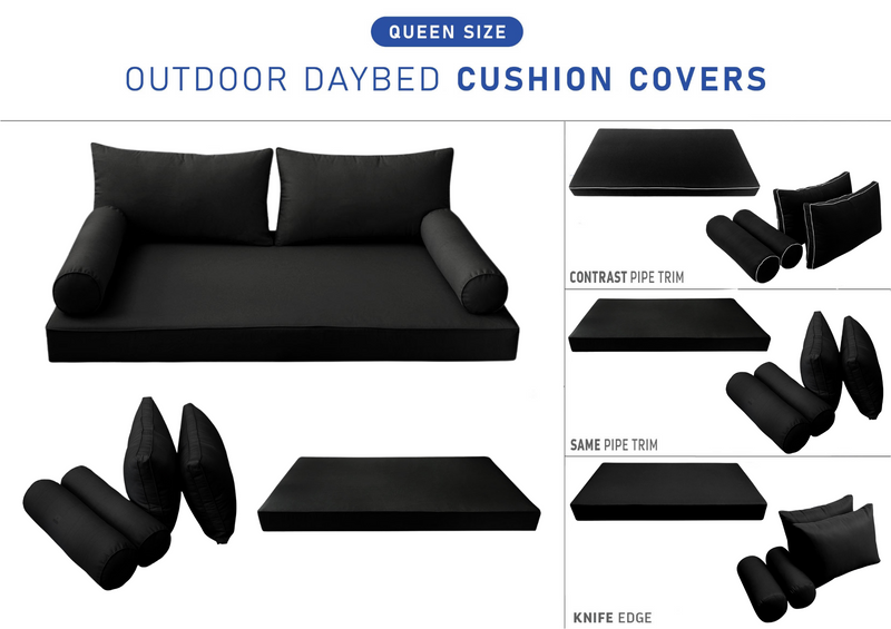 STYLE 2 QUEEN SIZE Outdoor Daybed Mattress Bolster Backrest Cushion |COVERS ONLY|