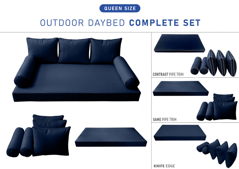 STYLE 3 - QUEEN SIZE Daybed Mattress Cushion Pillow Covers Inserts COMPLETE SET