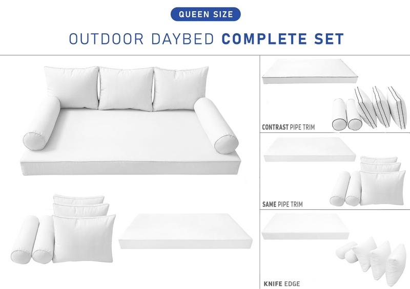 STYLE 3 - QUEEN SIZE Daybed Mattress Cushion Pillow Covers Inserts COMPLETE SET