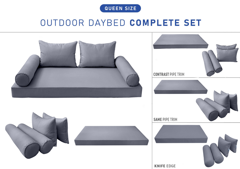 STYLE 4 - QUEEN SIZE Daybed Mattress Cushion Pillow Covers Inserts COMPLETE SET