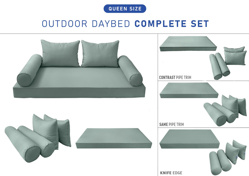 STYLE 4 - QUEEN SIZE Daybed Mattress Cushion Pillow Covers Inserts COMPLETE SET