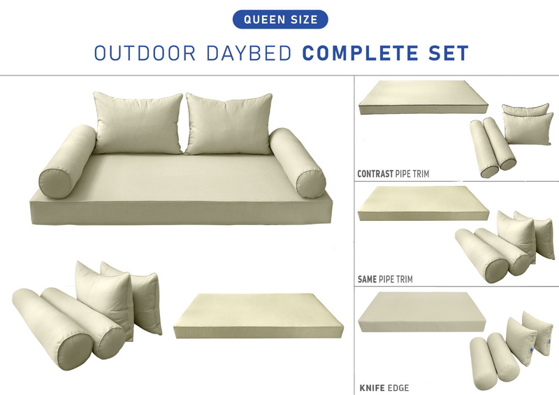 STYLE 4 - QUEEN SIZE Daybed Mattress Cushion Pillow Covers Inserts COMPLETE SET