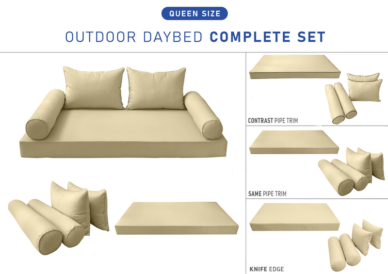 STYLE 4 - QUEEN SIZE Daybed Mattress Cushion Pillow Covers Inserts COMPLETE SET