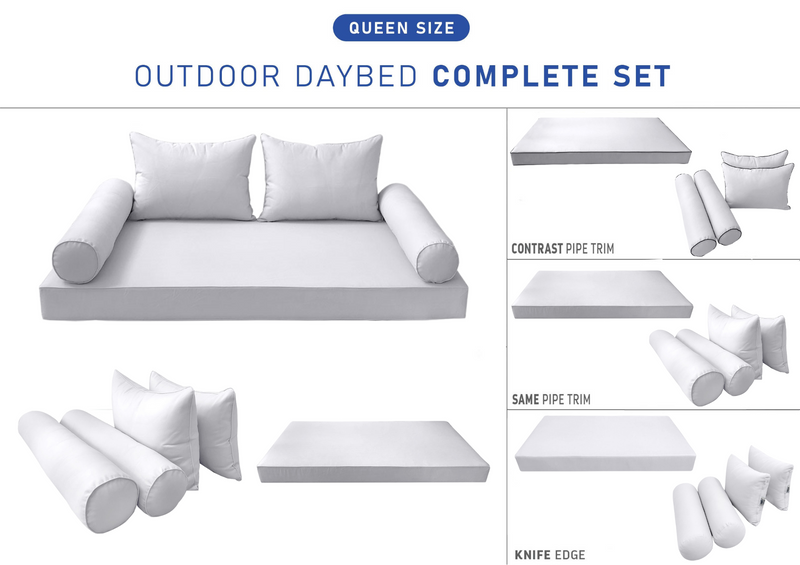 STYLE 4 - QUEEN SIZE Daybed Mattress Cushion Pillow Covers Inserts COMPLETE SET