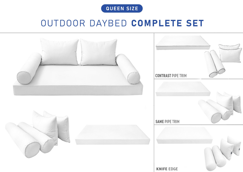 STYLE 4 - QUEEN SIZE Daybed Mattress Cushion Pillow Covers Inserts COMPLETE SET