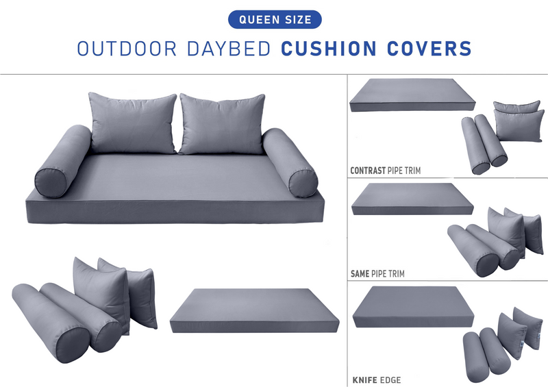 STYLE4 QUEEN SIZE Outdoor Daybed Mattress Bolster Backrest Cushion |COVERS ONLY|