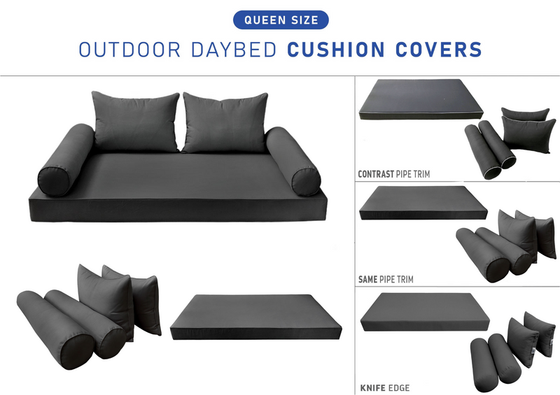 STYLE4 QUEEN SIZE Outdoor Daybed Mattress Bolster Backrest Cushion |COVERS ONLY|