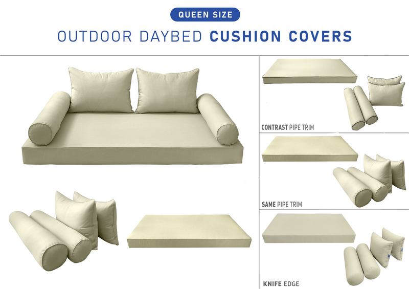 STYLE4 QUEEN SIZE Outdoor Daybed Mattress Bolster Backrest Cushion |COVERS ONLY|