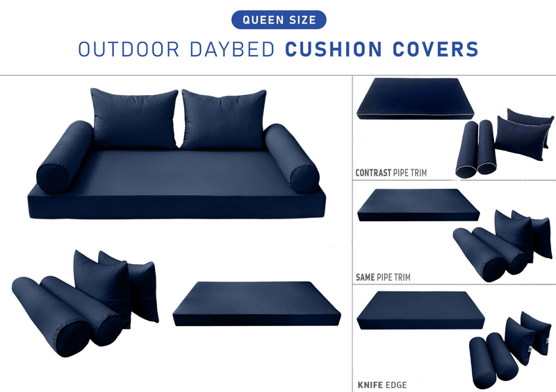 STYLE4 QUEEN SIZE Outdoor Daybed Mattress Bolster Backrest Cushion |COVERS ONLY|