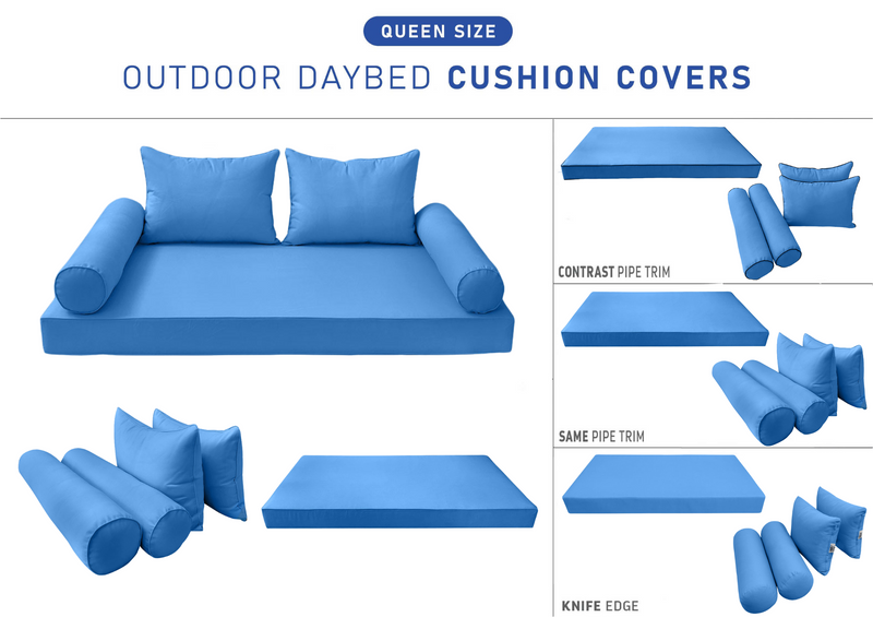 STYLE4 QUEEN SIZE Outdoor Daybed Mattress Bolster Backrest Cushion |COVERS ONLY|