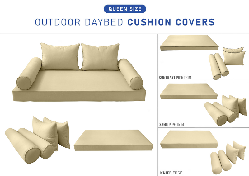 STYLE4 QUEEN SIZE Outdoor Daybed Mattress Bolster Backrest Cushion |COVERS ONLY|