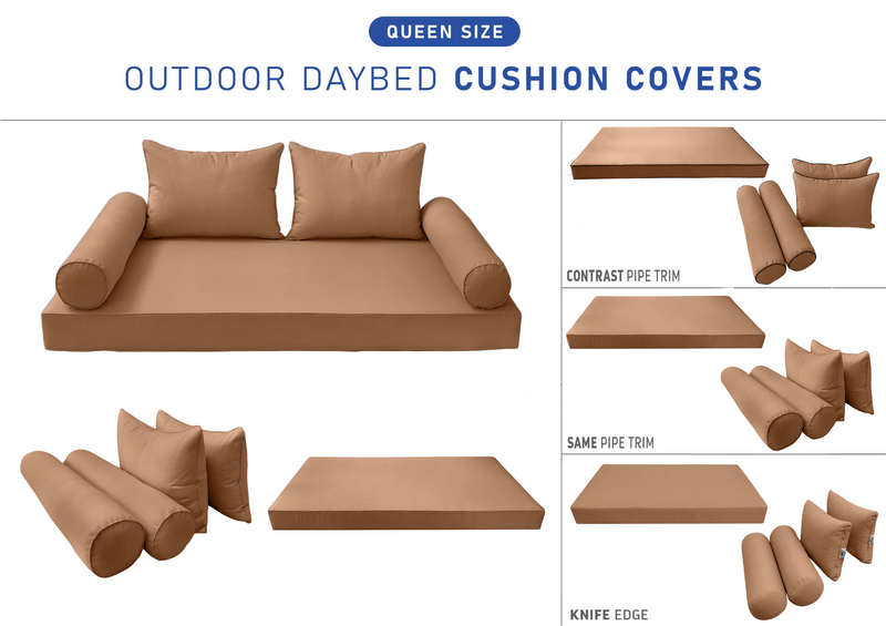 STYLE4 QUEEN SIZE Outdoor Daybed Mattress Bolster Backrest Cushion |COVERS ONLY|