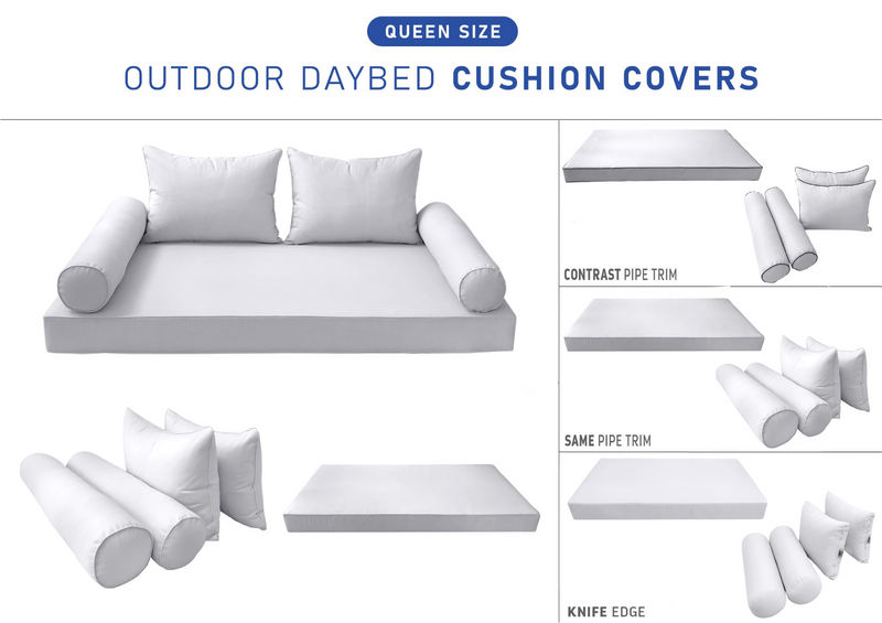 STYLE4 QUEEN SIZE Outdoor Daybed Mattress Bolster Backrest Cushion |COVERS ONLY|