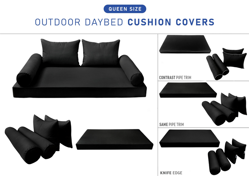 STYLE4 QUEEN SIZE Outdoor Daybed Mattress Bolster Backrest Cushion |COVERS ONLY|