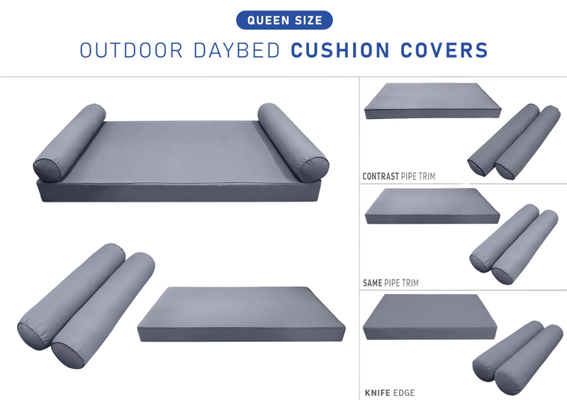 STYLE 5 QUEEN SIZE Outdoor Daybed Mattress Bolster Pillow Cushion |COVERS ONLY|