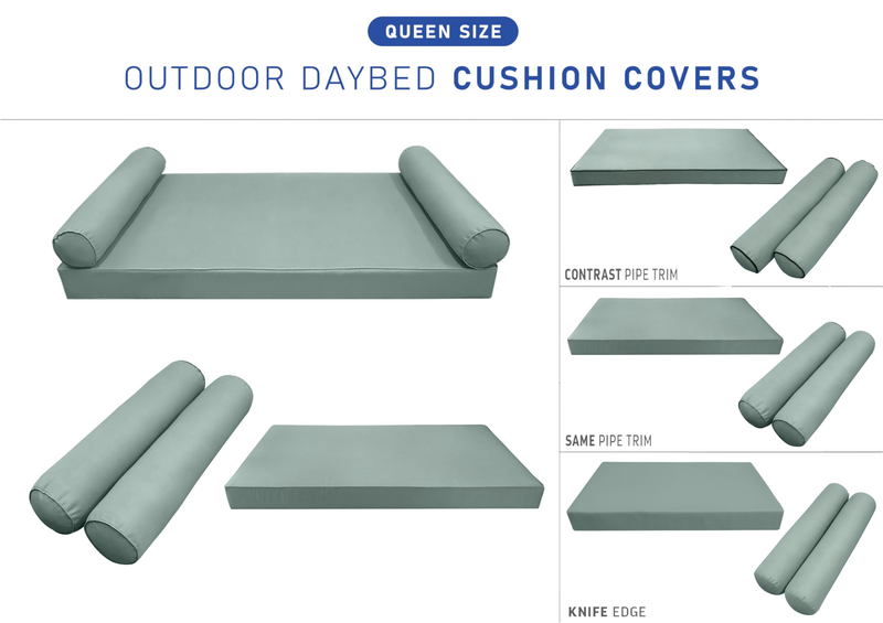 STYLE 5 QUEEN SIZE Outdoor Daybed Mattress Bolster Pillow Cushion |COVERS ONLY|