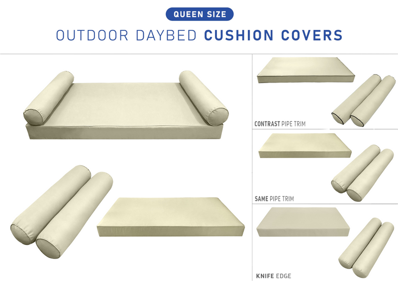 STYLE 5 QUEEN SIZE Outdoor Daybed Mattress Bolster Pillow Cushion |COVERS ONLY|