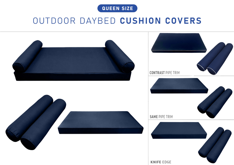 STYLE 5 QUEEN SIZE Outdoor Daybed Mattress Bolster Pillow Cushion |COVERS ONLY|