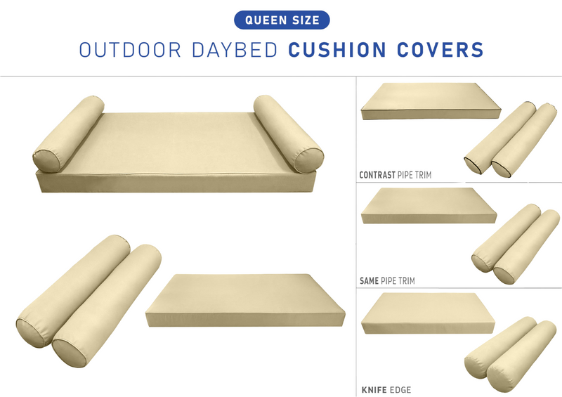 STYLE 5 QUEEN SIZE Outdoor Daybed Mattress Bolster Pillow Cushion |COVERS ONLY|