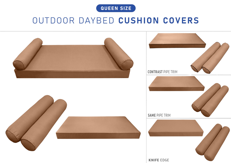 STYLE 5 QUEEN SIZE Outdoor Daybed Mattress Bolster Pillow Cushion |COVERS ONLY|