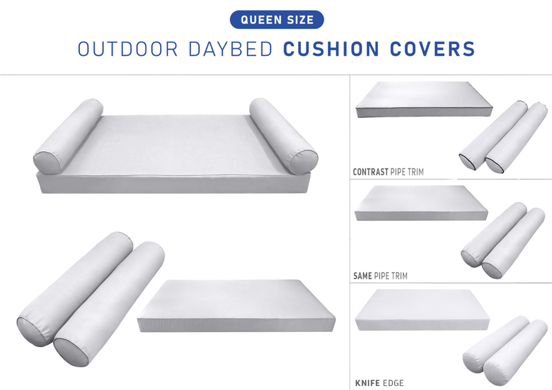 STYLE 5 QUEEN SIZE Outdoor Daybed Mattress Bolster Pillow Cushion |COVERS ONLY|