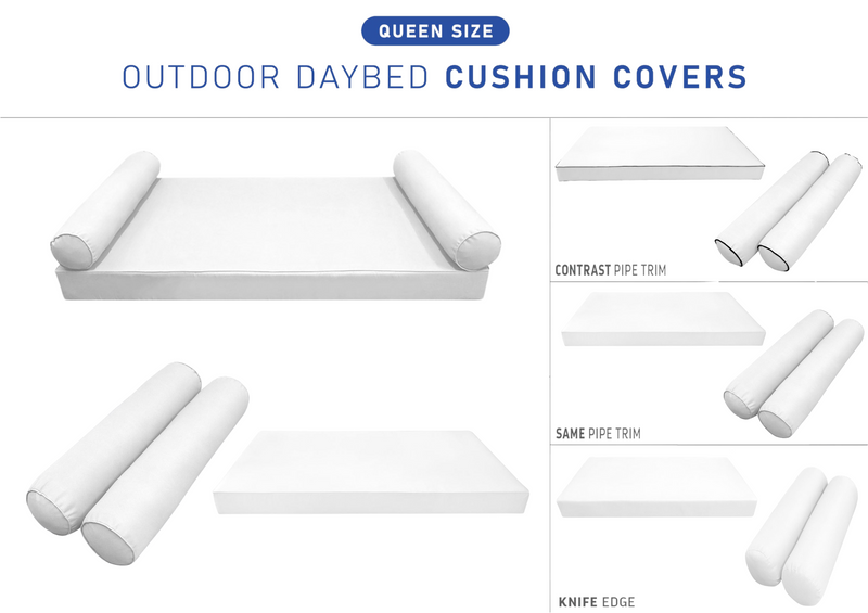 STYLE 5 QUEEN SIZE Outdoor Daybed Mattress Bolster Pillow Cushion |COVERS ONLY|