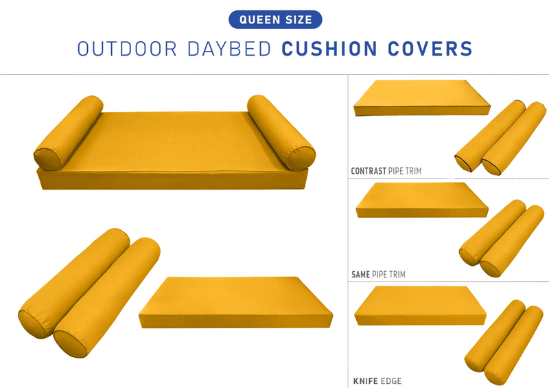 STYLE 5 QUEEN SIZE Outdoor Daybed Mattress Bolster Pillow Cushion |COVERS ONLY|