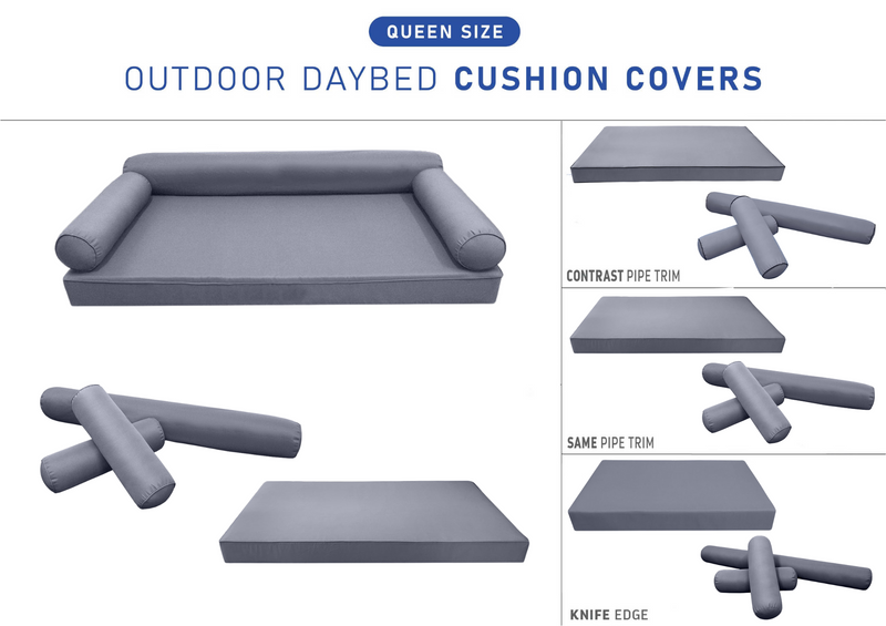 STYLE 6 QUEEN SIZE Outdoor Daybed Mattress Bolster Cushion Pillow |COVERS ONLY|