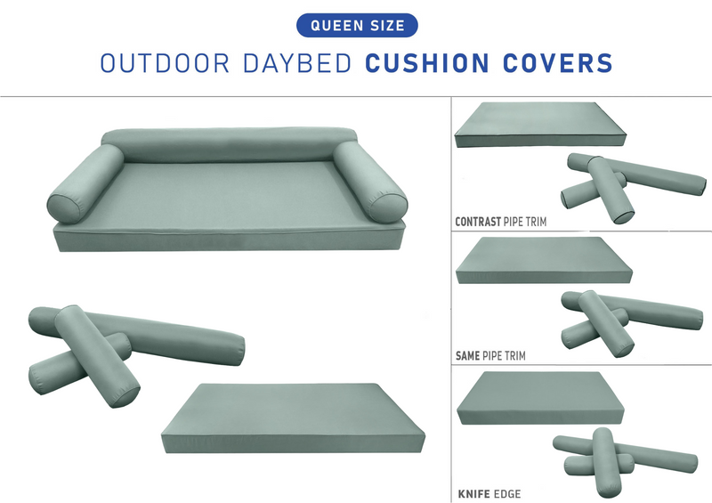 STYLE 6 QUEEN SIZE Outdoor Daybed Mattress Bolster Cushion Pillow |COVERS ONLY|