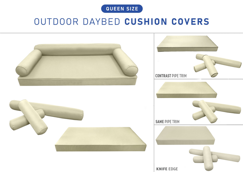 STYLE 6 QUEEN SIZE Outdoor Daybed Mattress Bolster Cushion Pillow |COVERS ONLY|