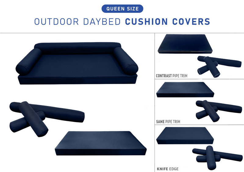 STYLE 6 QUEEN SIZE Outdoor Daybed Mattress Bolster Cushion Pillow |COVERS ONLY|