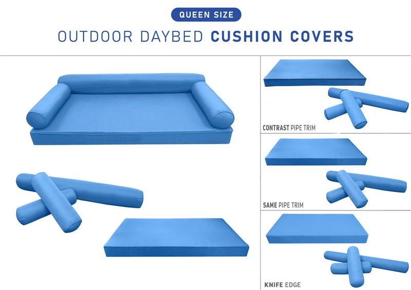 STYLE 6 QUEEN SIZE Outdoor Daybed Mattress Bolster Cushion Pillow |COVERS ONLY|