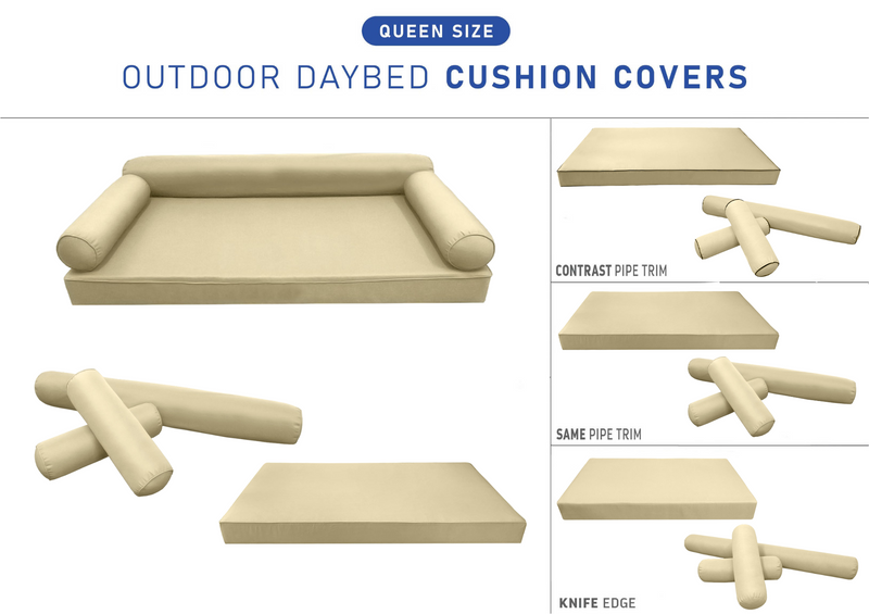 STYLE 6 QUEEN SIZE Outdoor Daybed Mattress Bolster Cushion Pillow |COVERS ONLY|